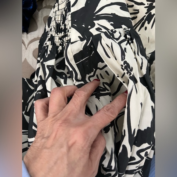 Bluebird Canyon Cade Midi Dress size Small color is black & ivory elastic waist - Picture 7 of 14